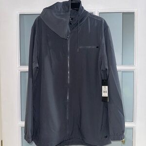 Legend Black Softshell Hooded Jacket Men’s Sz M Stretch Zip Up Lightweight